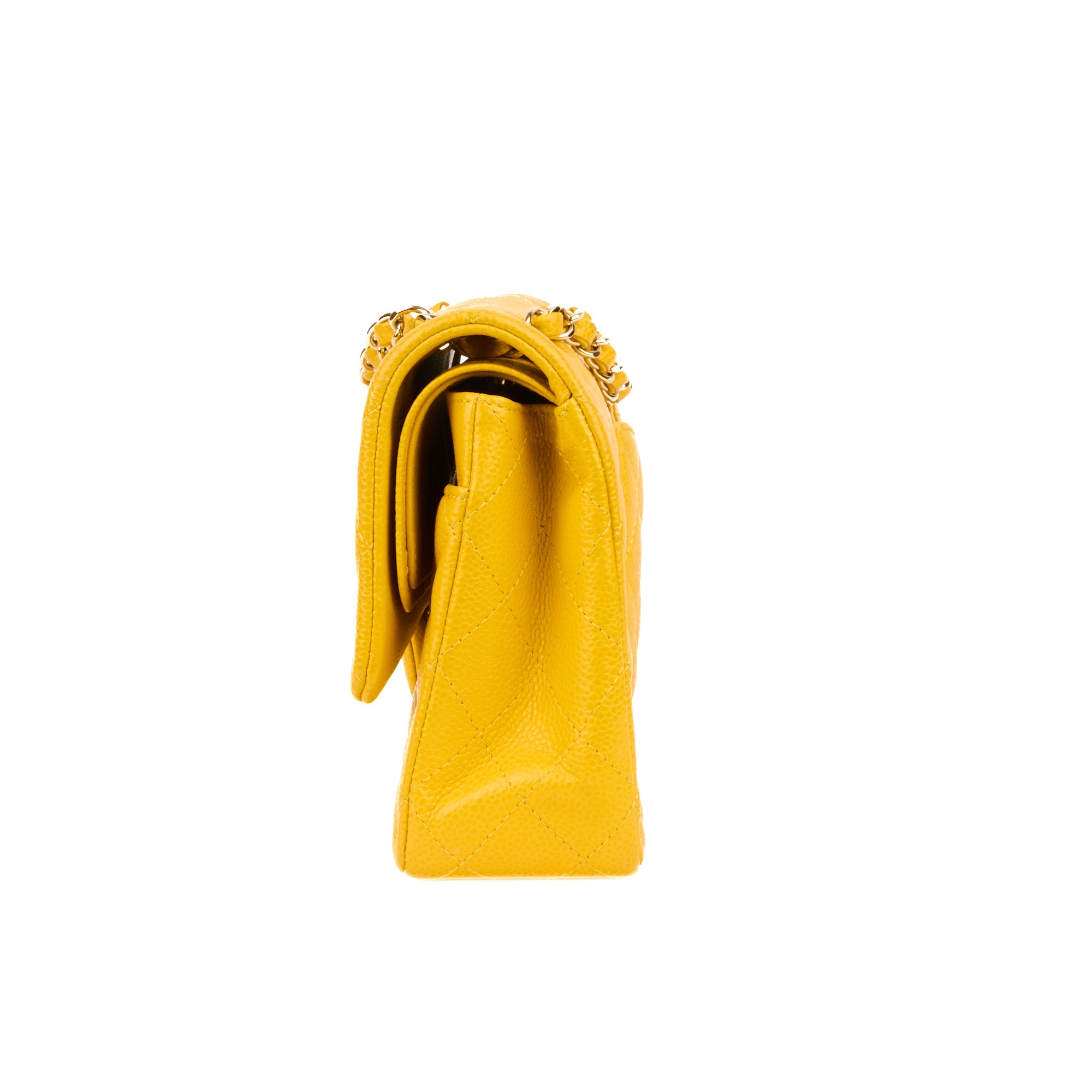 CHANEL - Sac bandoulière Timeless Classique 11.12 cuir caviar jaune - Handbag