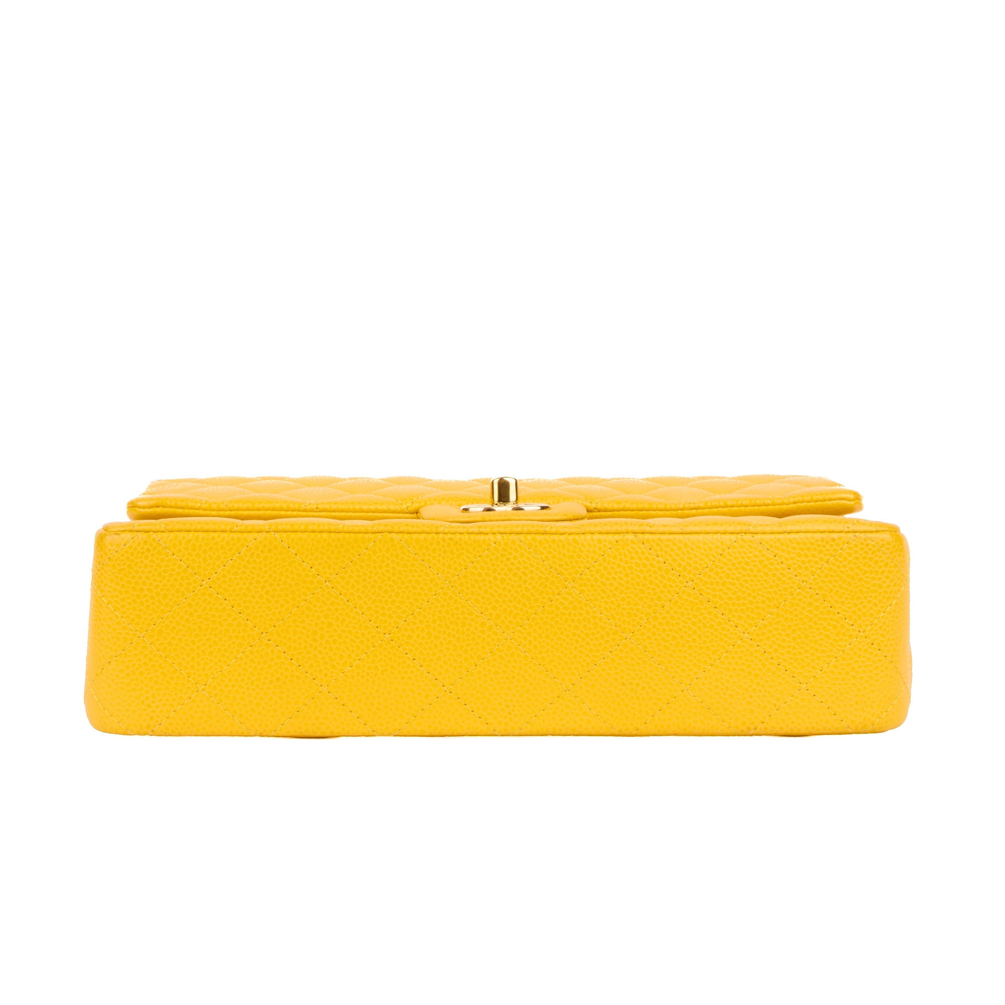 CHANEL - Sac bandoulière Timeless Classique 11.12 cuir caviar jaune - Handbag