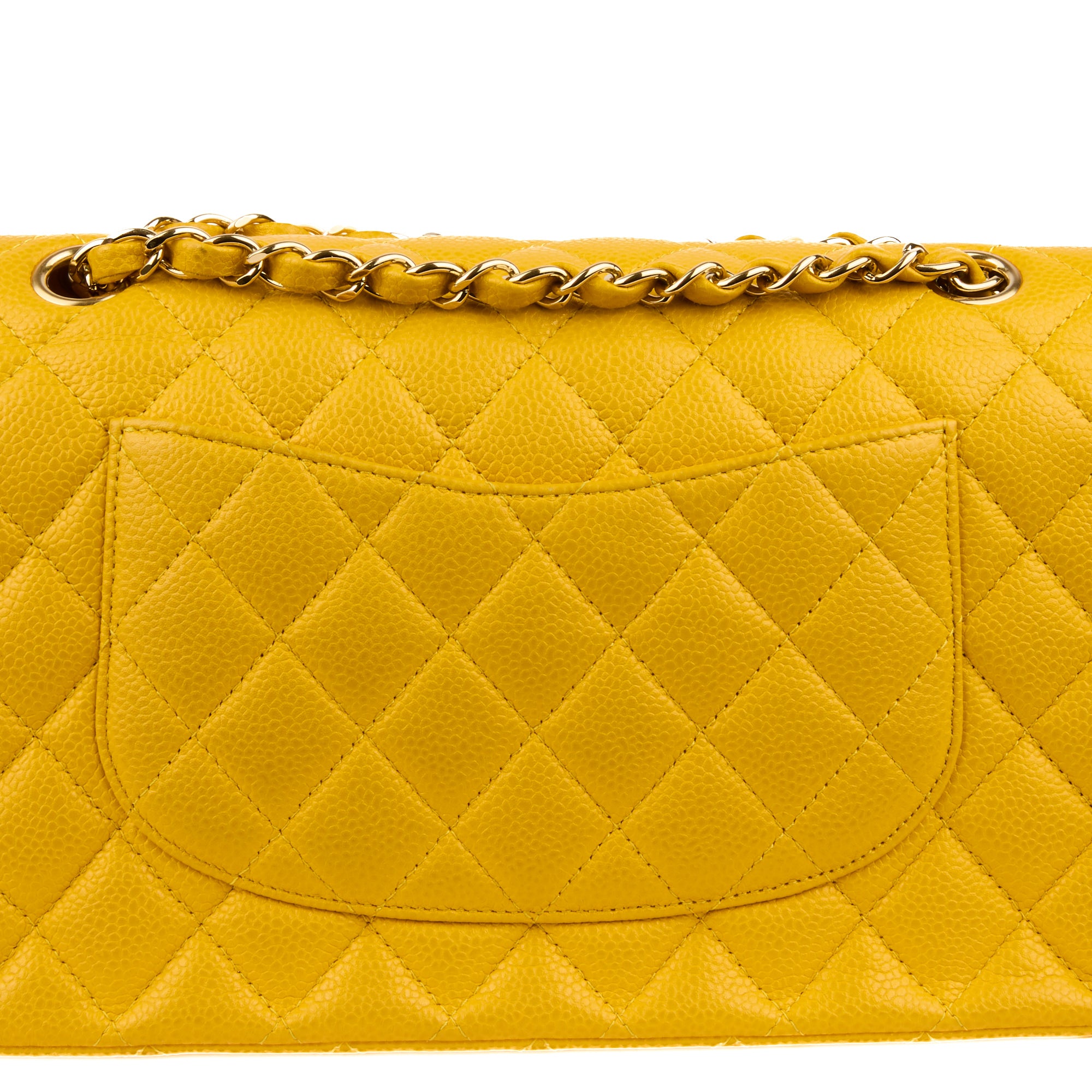 CHANEL - Sac bandoulière Timeless Classique 11.12 cuir caviar jaune - Handbag