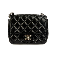 CHANEL - Sac bandoulière Mini Timeless Square cuir verni noir - Handbag