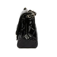 CHANEL - Sac bandoulière Mini Timeless Square cuir verni noir - Handbag