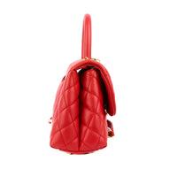 CHANEL - Sac bandoulière Mini Coco Handle cuir caviar rouge - Handbag