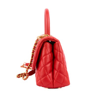 CHANEL - Sac bandoulière Mini Coco Handle cuir caviar rouge - Handbag