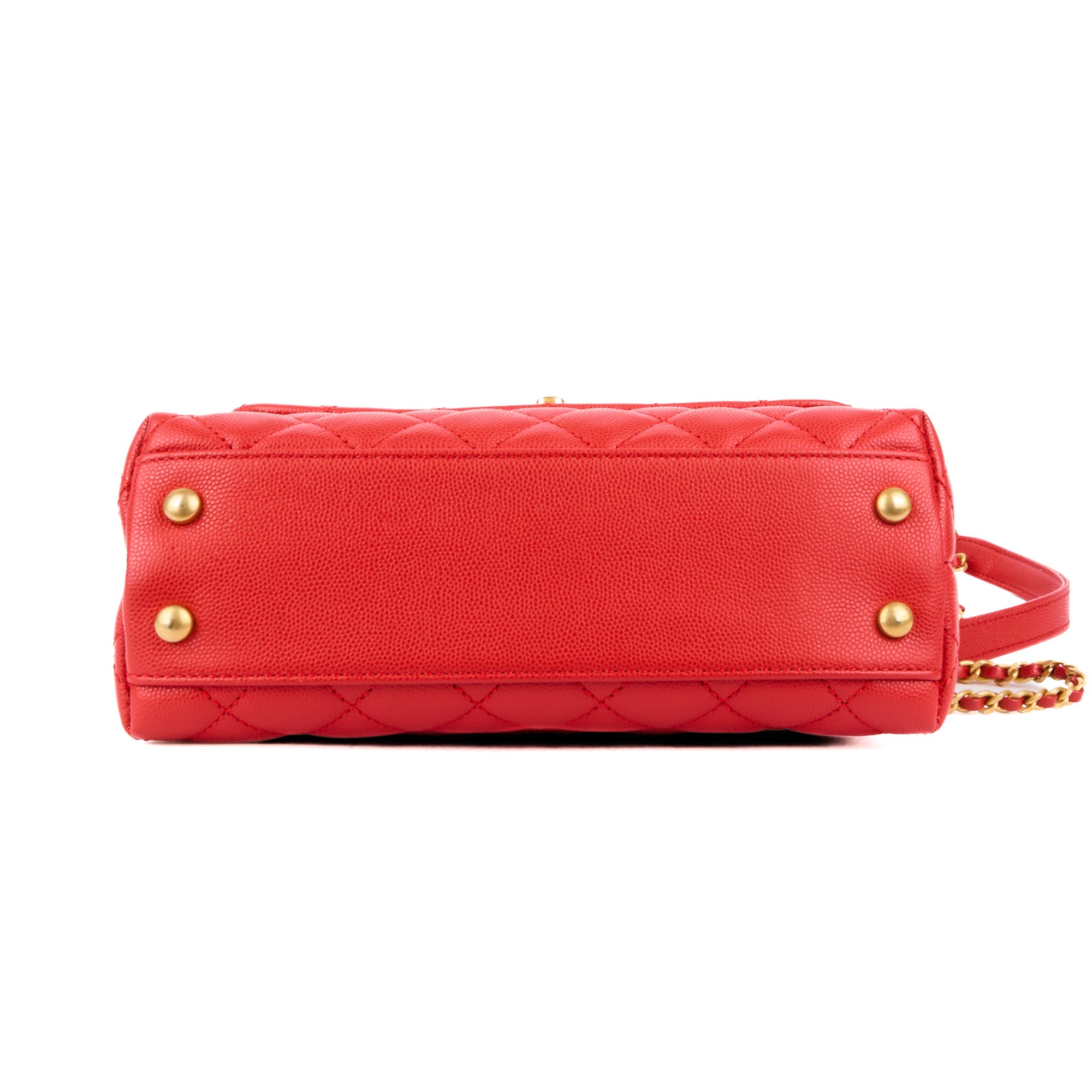 CHANEL - Sac bandoulière Mini Coco Handle cuir caviar rouge - Handbag