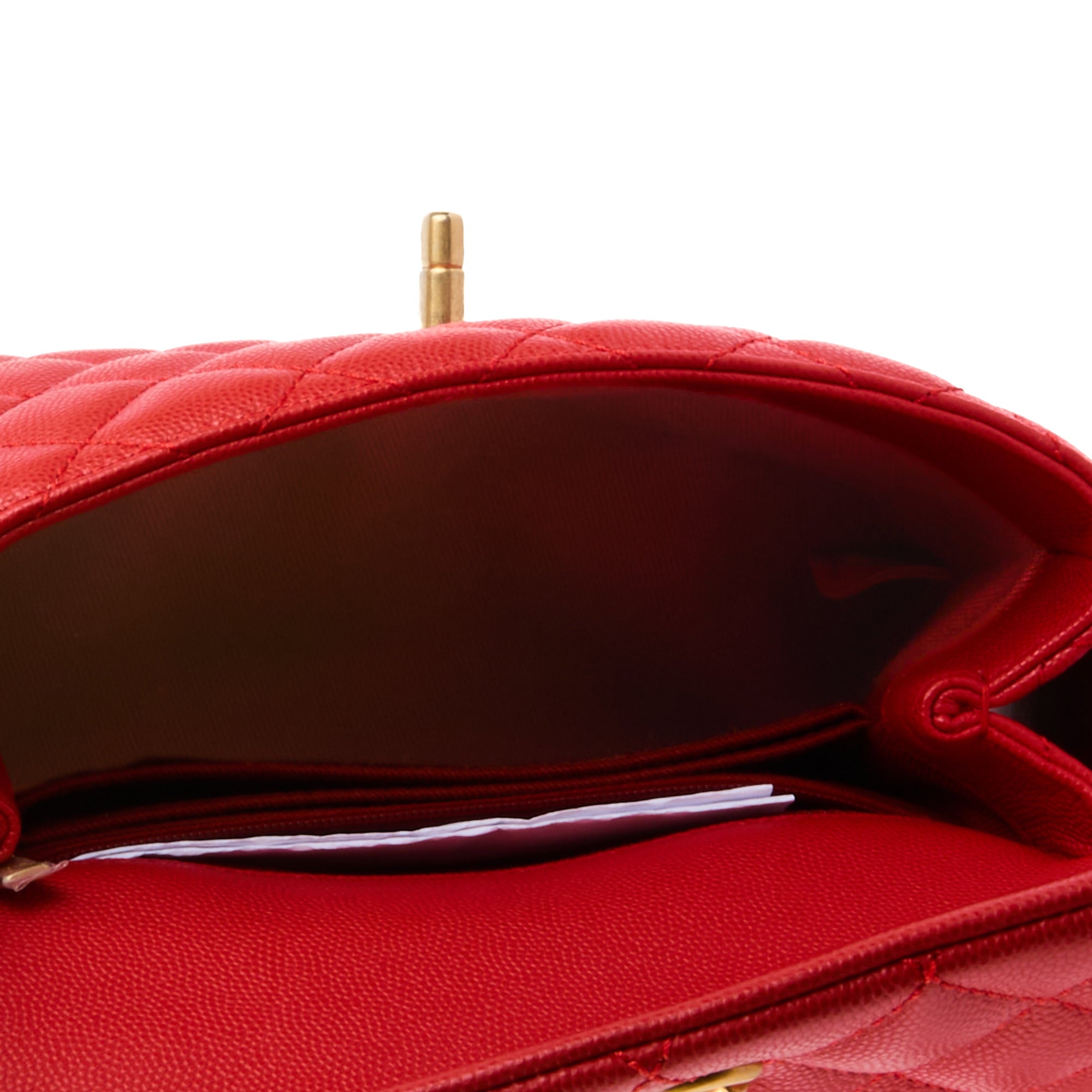 CHANEL - Sac bandoulière Mini Coco Handle cuir caviar rouge - Handbag