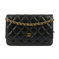 CHANEL - Sac bandoulière Wallet on chain classique cuir noir - Handbag