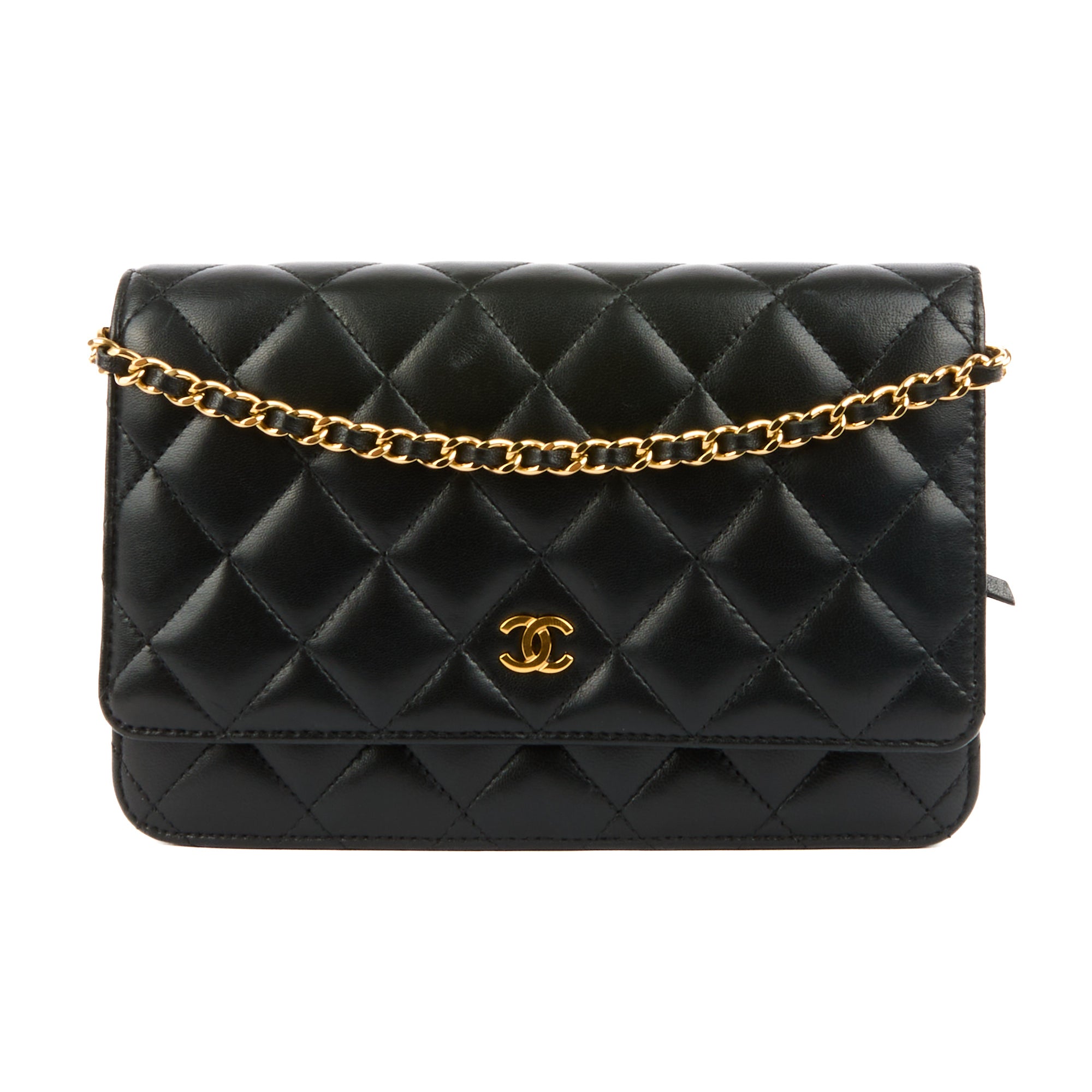 CHANEL - Sac bandoulière Wallet on chain classique cuir noir - Handbag