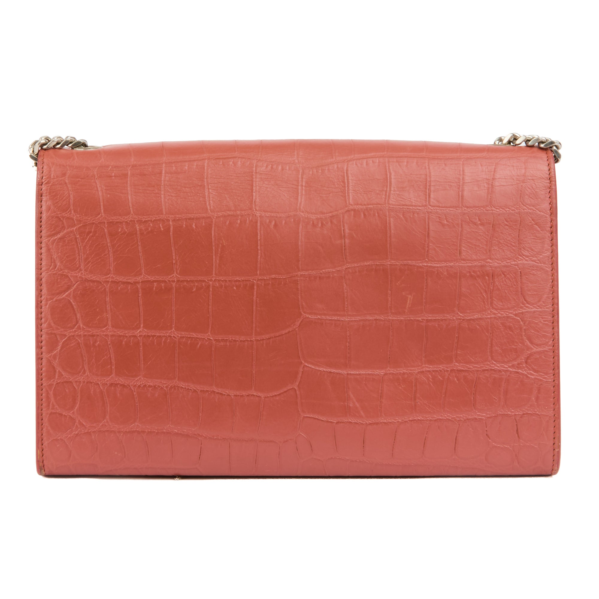 SAINT LAURENT - Sac bandoulière Kate Tassel cuir embossé crocodile rose - Handbag