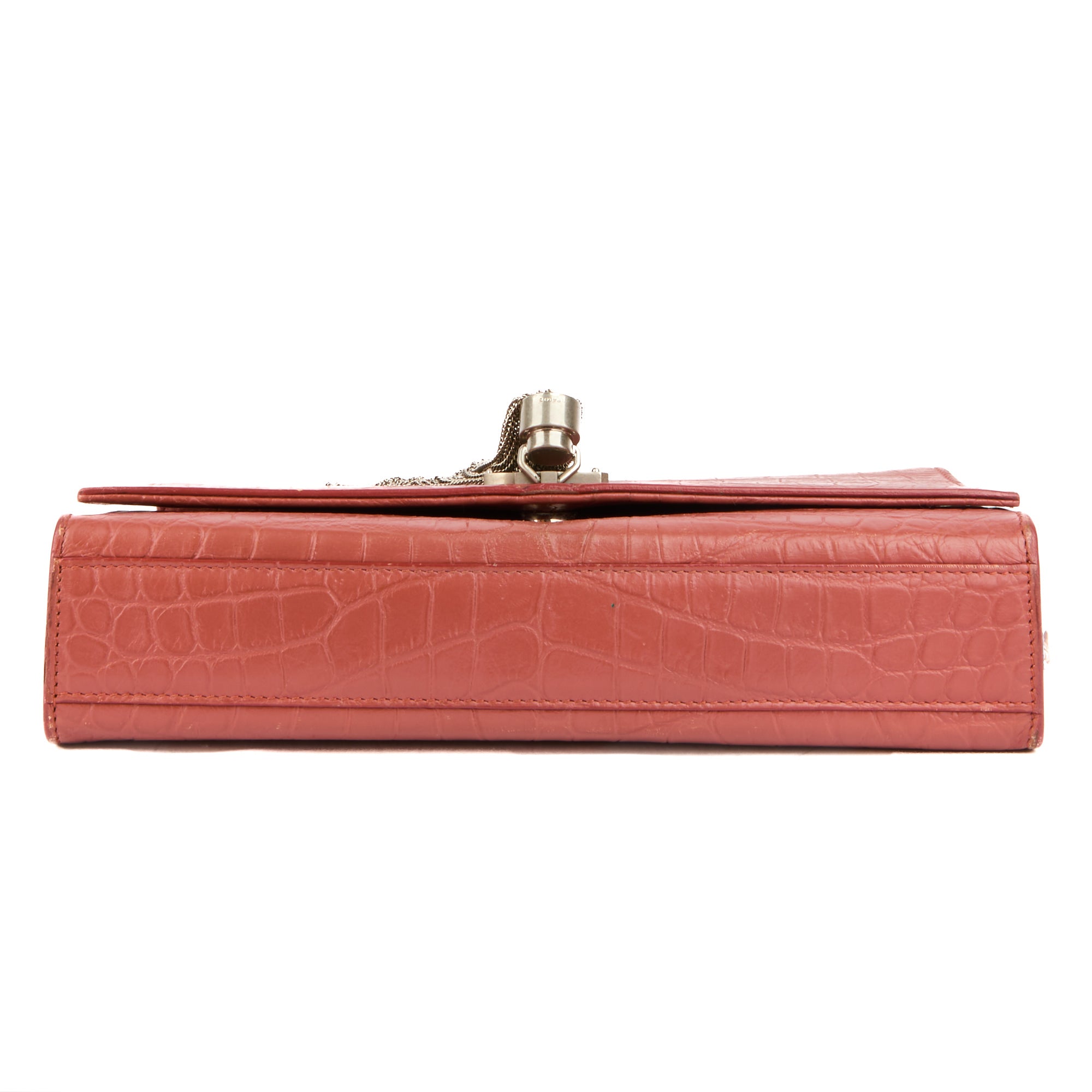 SAINT LAURENT - Sac bandoulière Kate Tassel cuir embossé crocodile rose - Handbag
