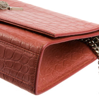 SAINT LAURENT - Sac bandoulière Kate Tassel cuir embossé crocodile rose - Handbag