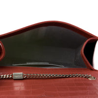 SAINT LAURENT - Sac bandoulière Kate Tassel cuir embossé crocodile rose - Handbag