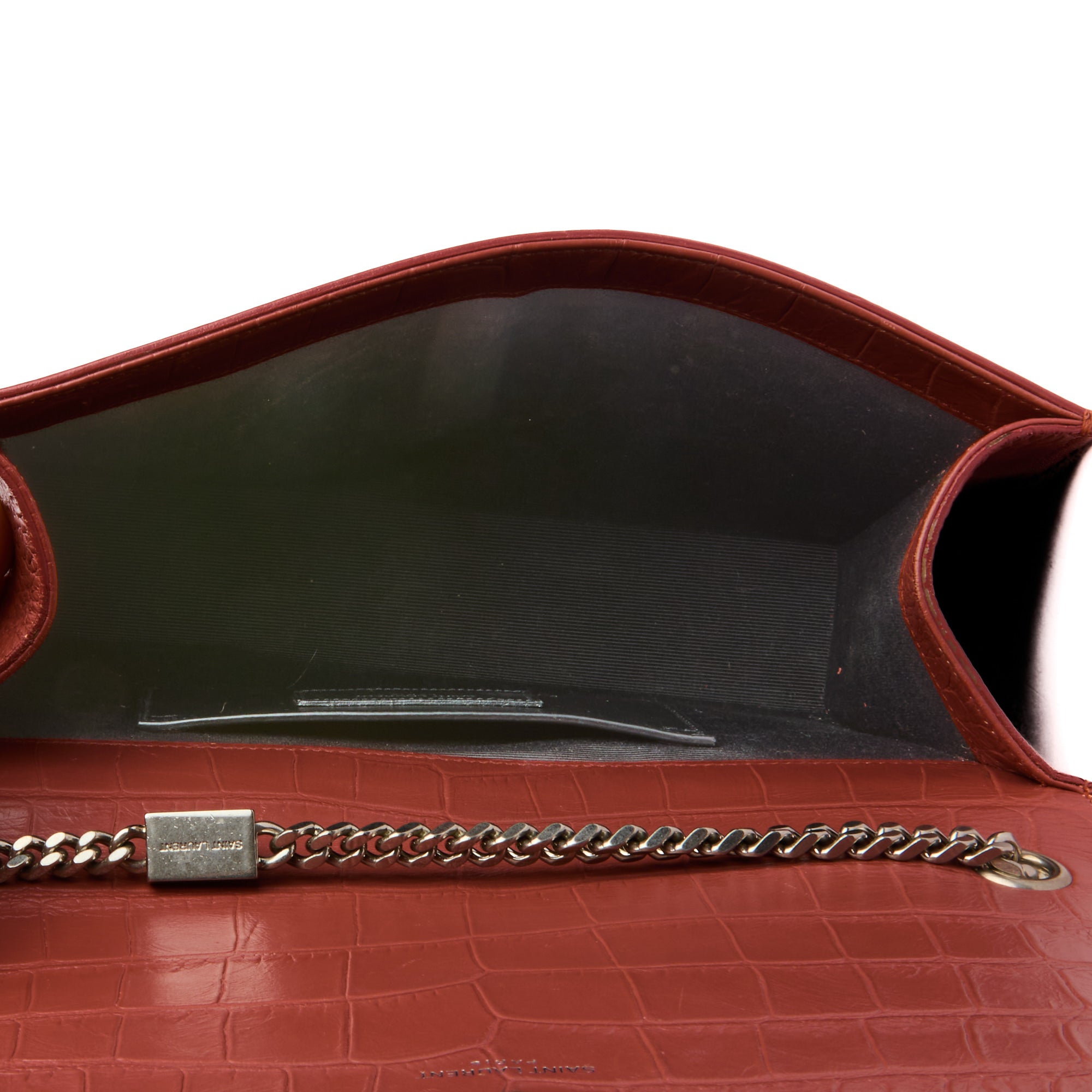 SAINT LAURENT - Sac bandoulière Kate Tassel cuir embossé crocodile rose - Handbag