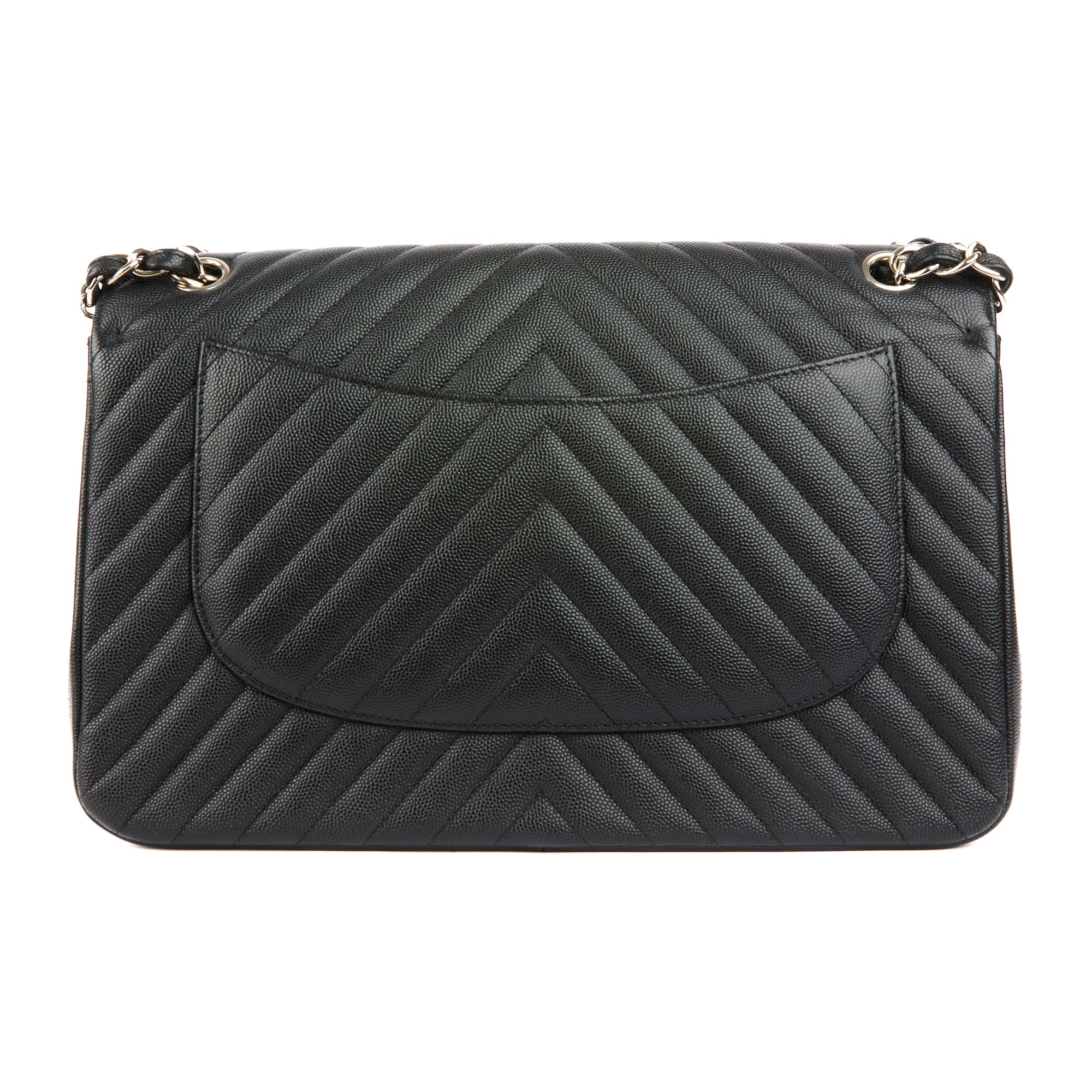 CHANEL - Sac bandoulière Jumbo Classique cuir chevron caviar noir - handbag