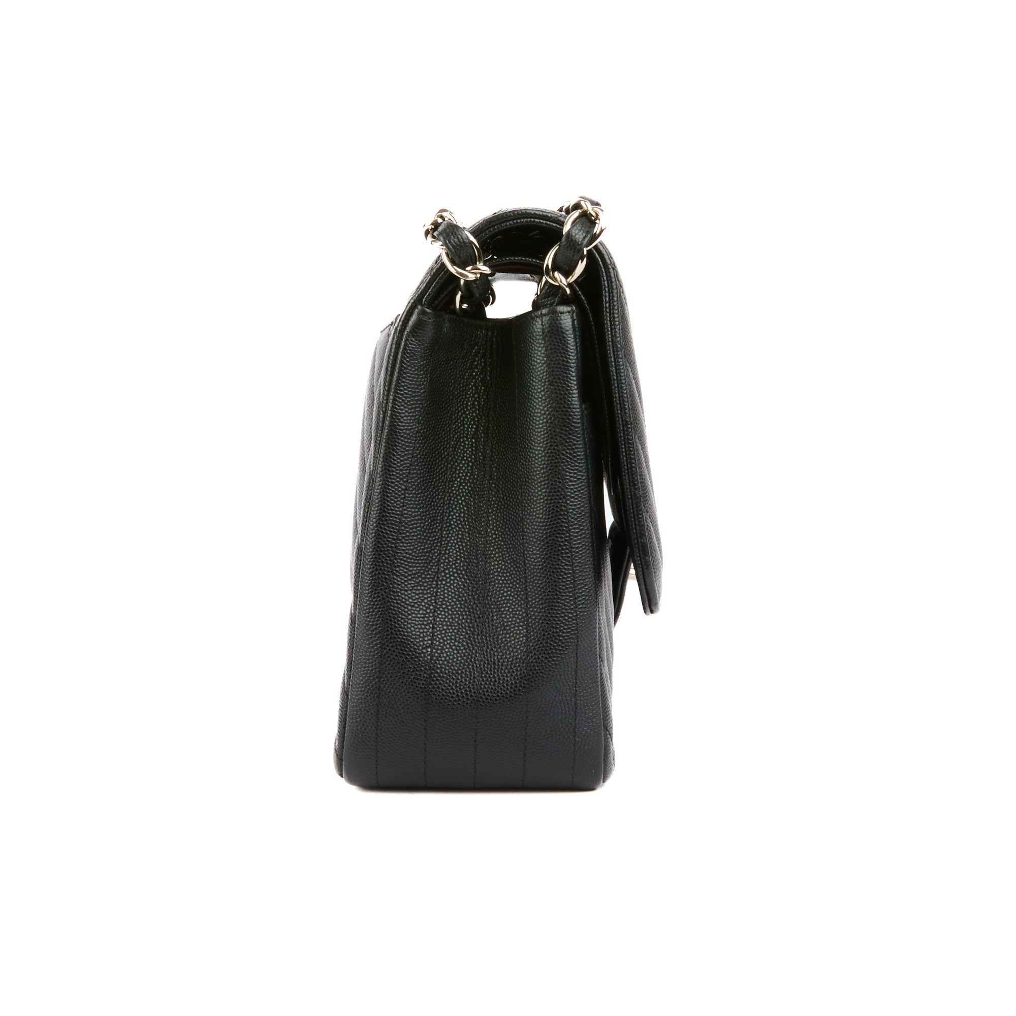 CHANEL - Sac bandoulière Jumbo Classique cuir chevron caviar noir - handbag