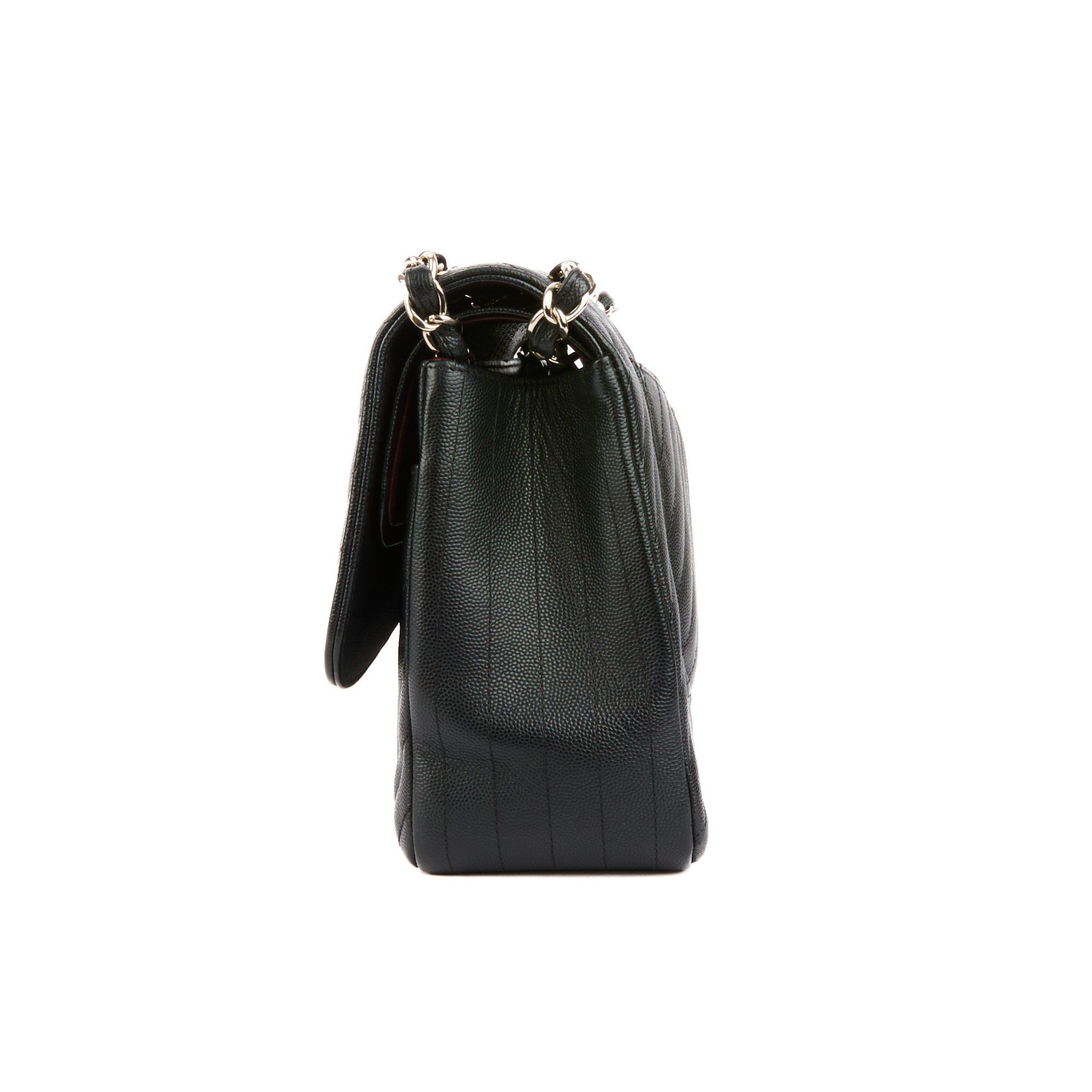 CHANEL - Sac bandoulière Jumbo Classique cuir chevron caviar noir - handbag