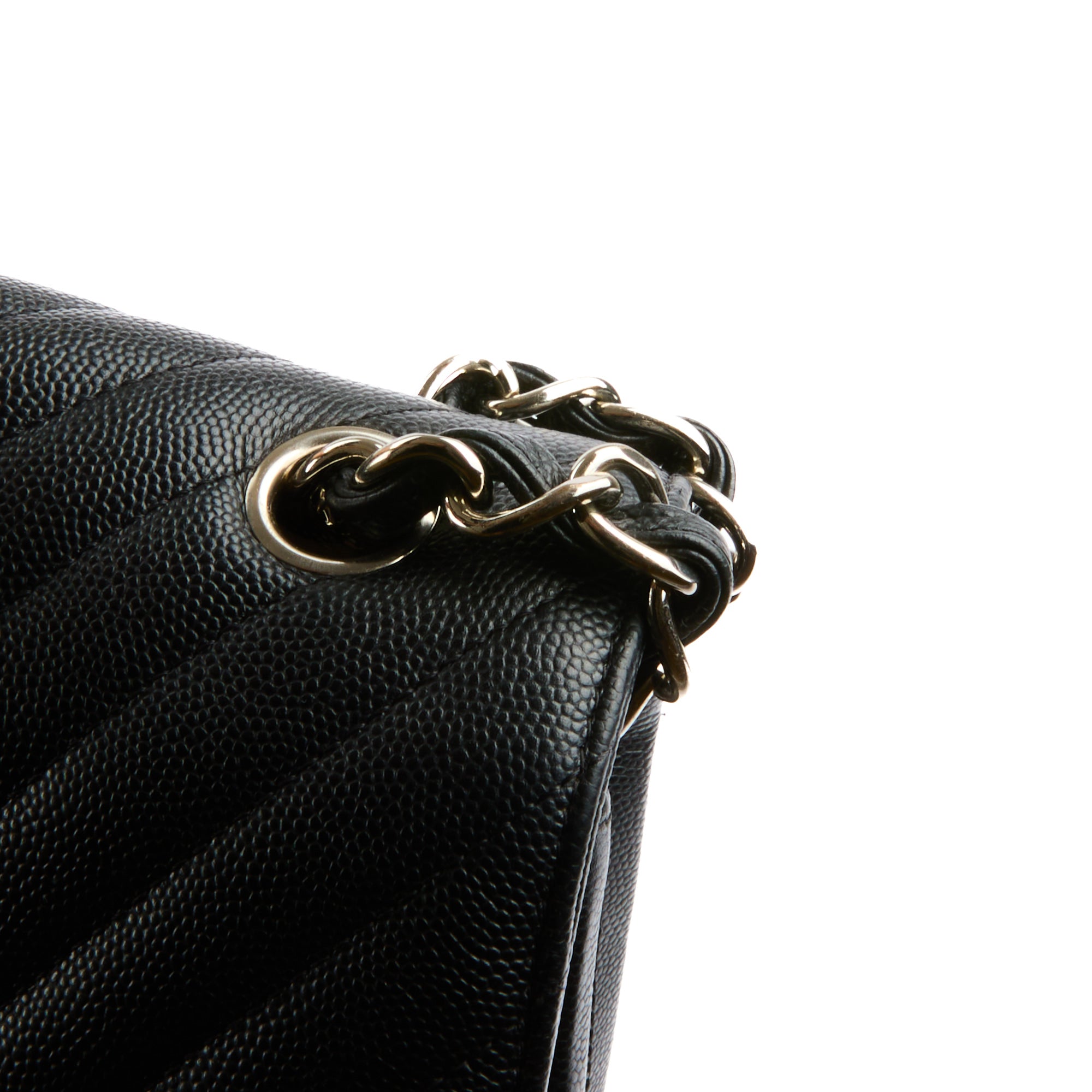 CHANEL - Sac bandoulière Jumbo Classique cuir chevron caviar noir - handbag