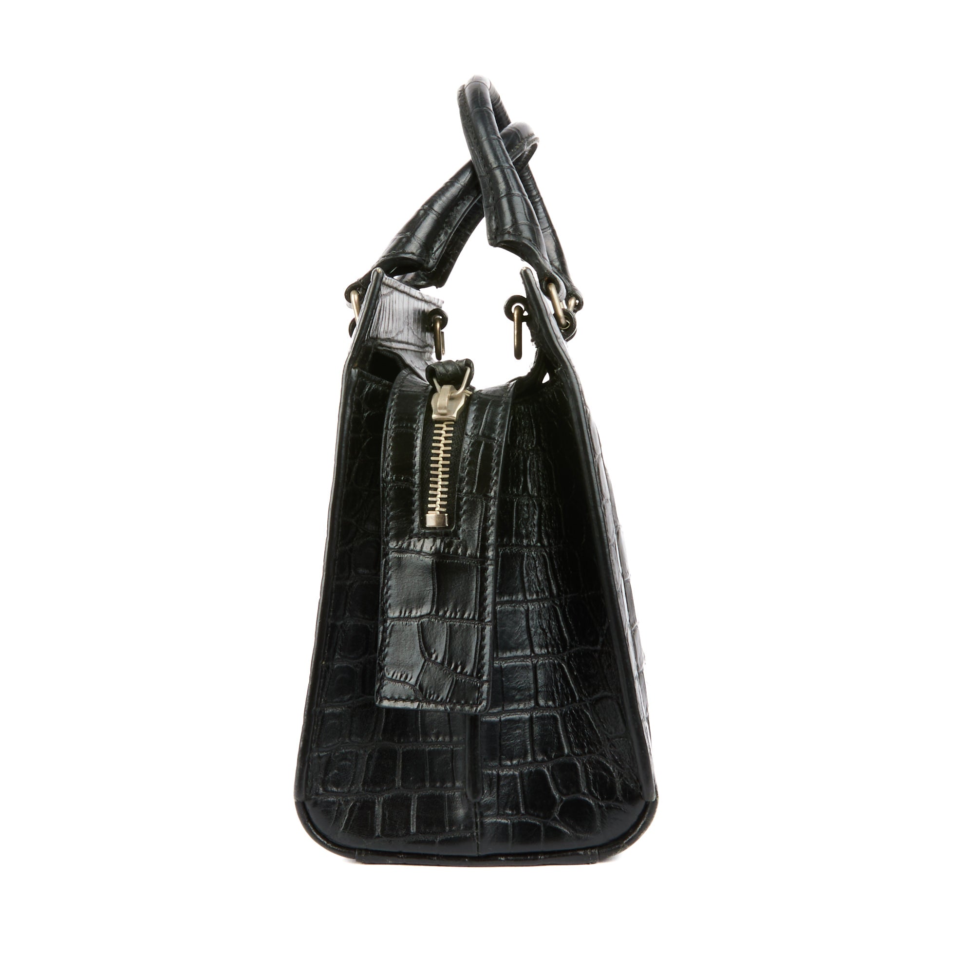 SAINT LAURENT - Sac à main de jour East Side cuir croco noir - Handbag
