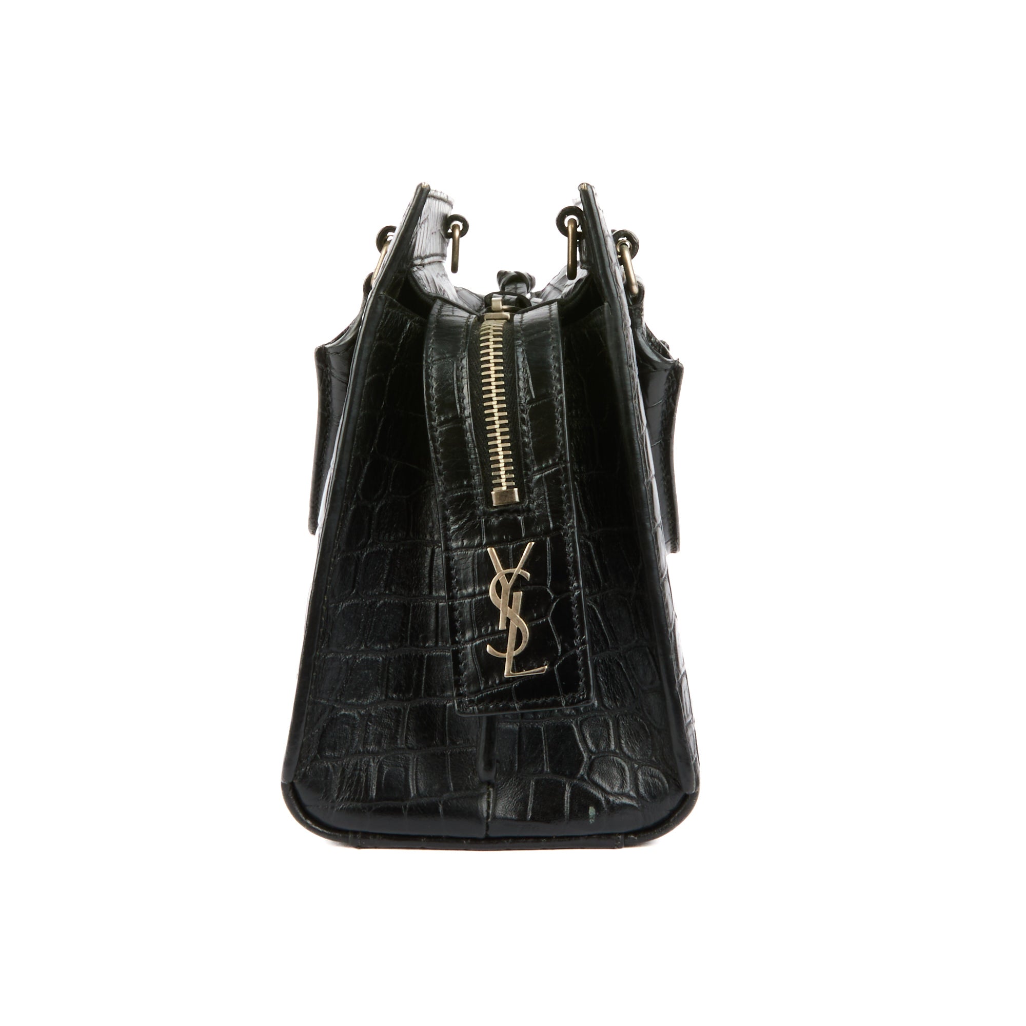 SAINT LAURENT - Sac à main de jour East Side cuir croco noir - Handbag