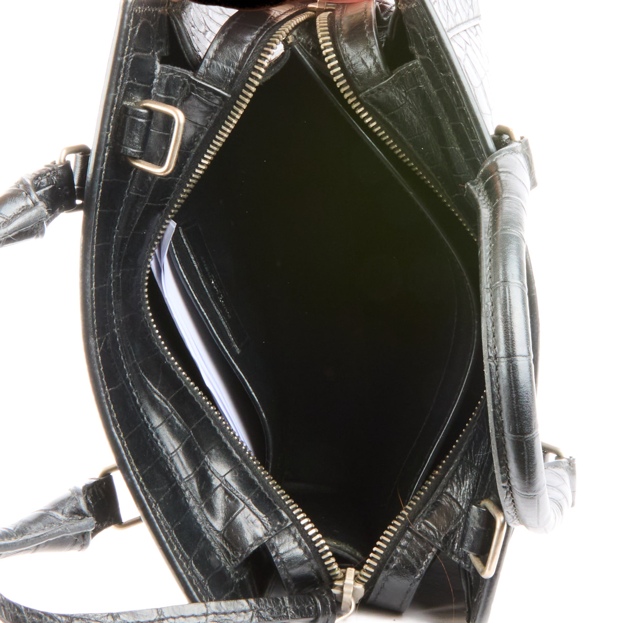 SAINT LAURENT - Sac à main de jour East Side cuir croco noir - Handbag