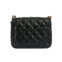 CHANEL - Sac bandoulière Mini square Classique cuir noir - Handbag