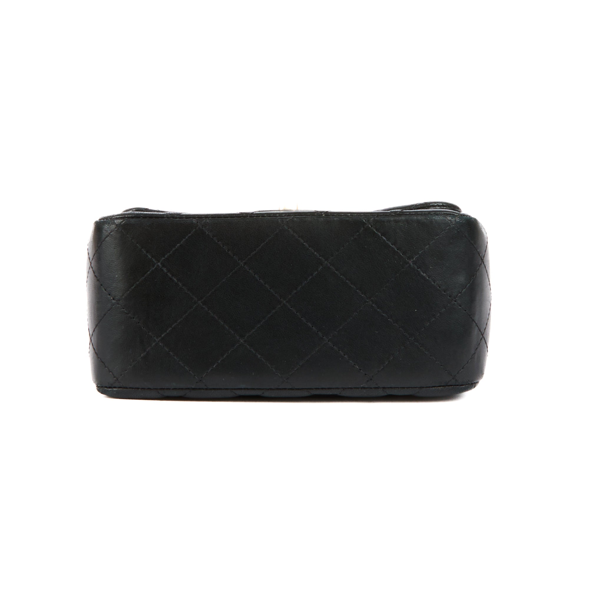 CHANEL - Sac bandoulière Mini square Classique cuir noir - Handbag