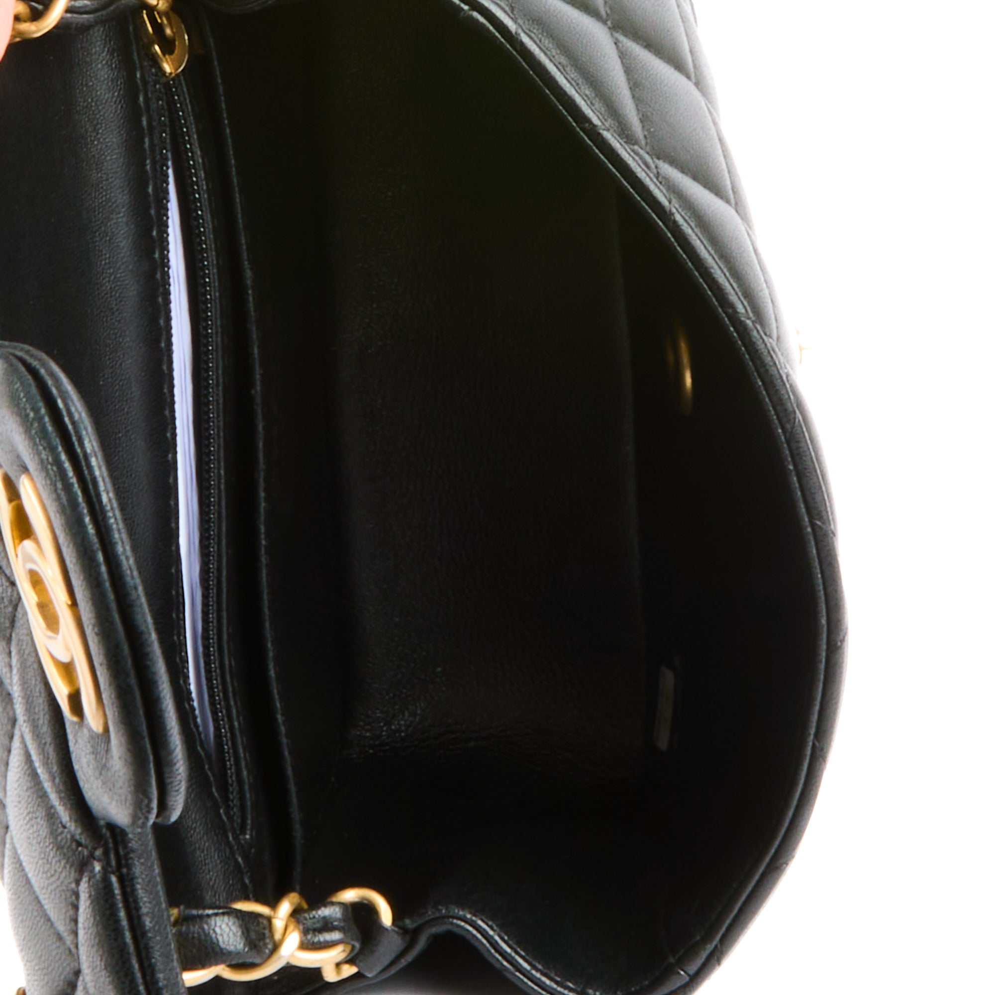 CHANEL - Sac bandoulière Mini square Classique cuir noir - Handbag