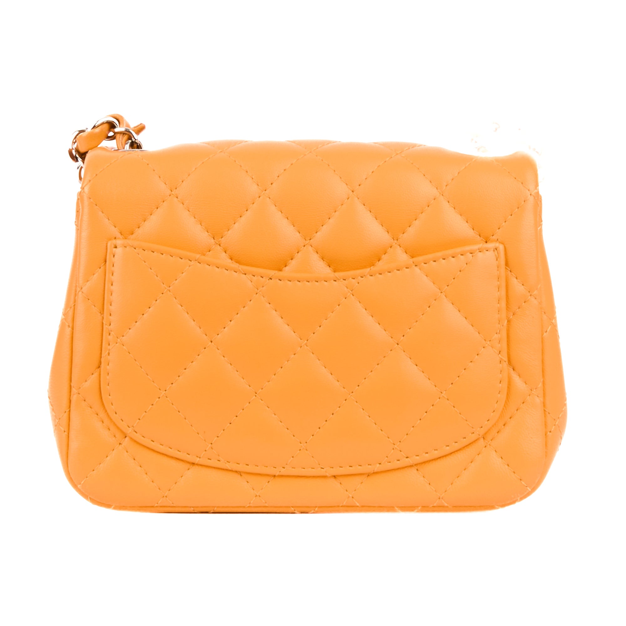 CHANEL - Sac bandoulière Mini Square Classique cuir abricot - Handbag