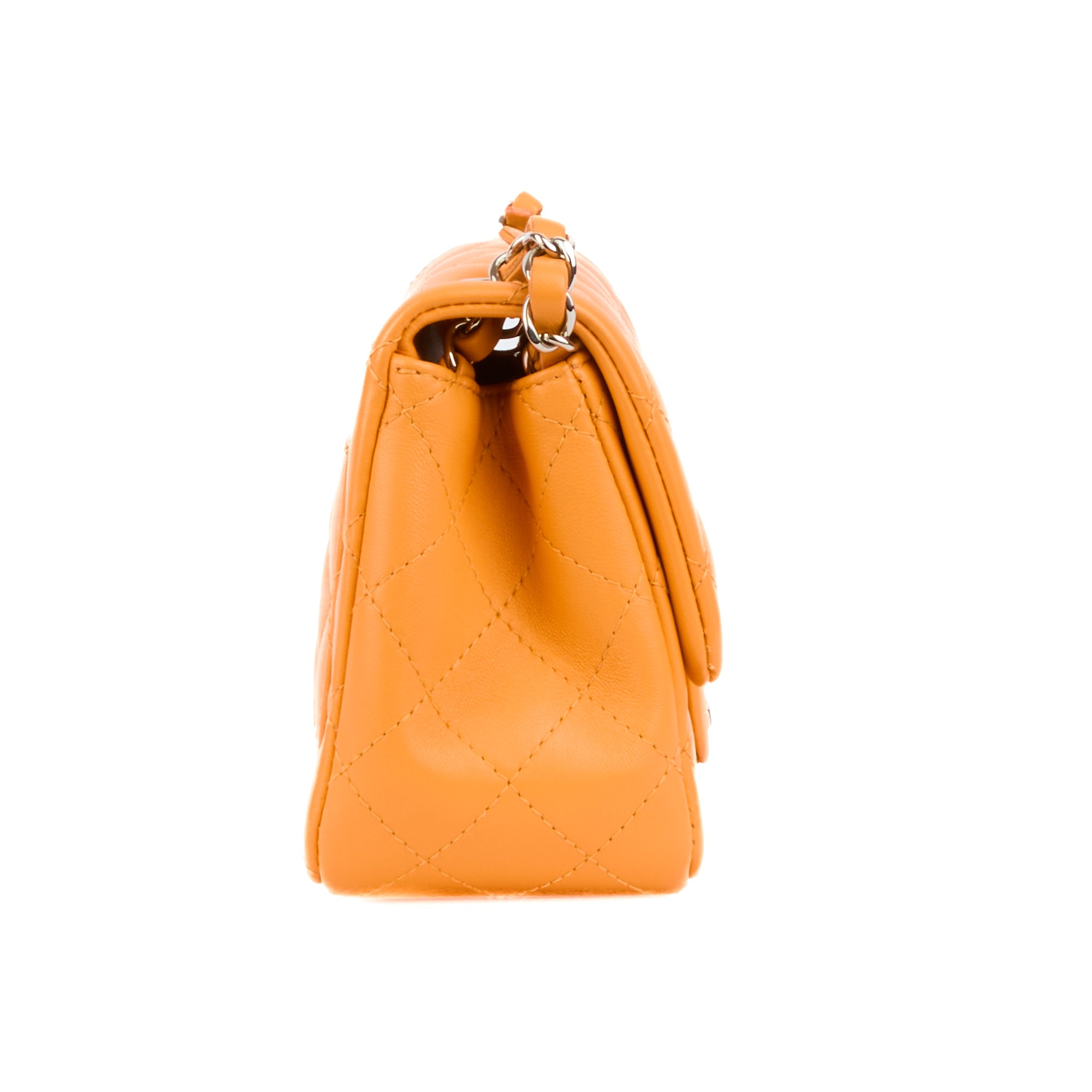 CHANEL - Sac bandoulière Mini Square Classique cuir abricot - Handbag