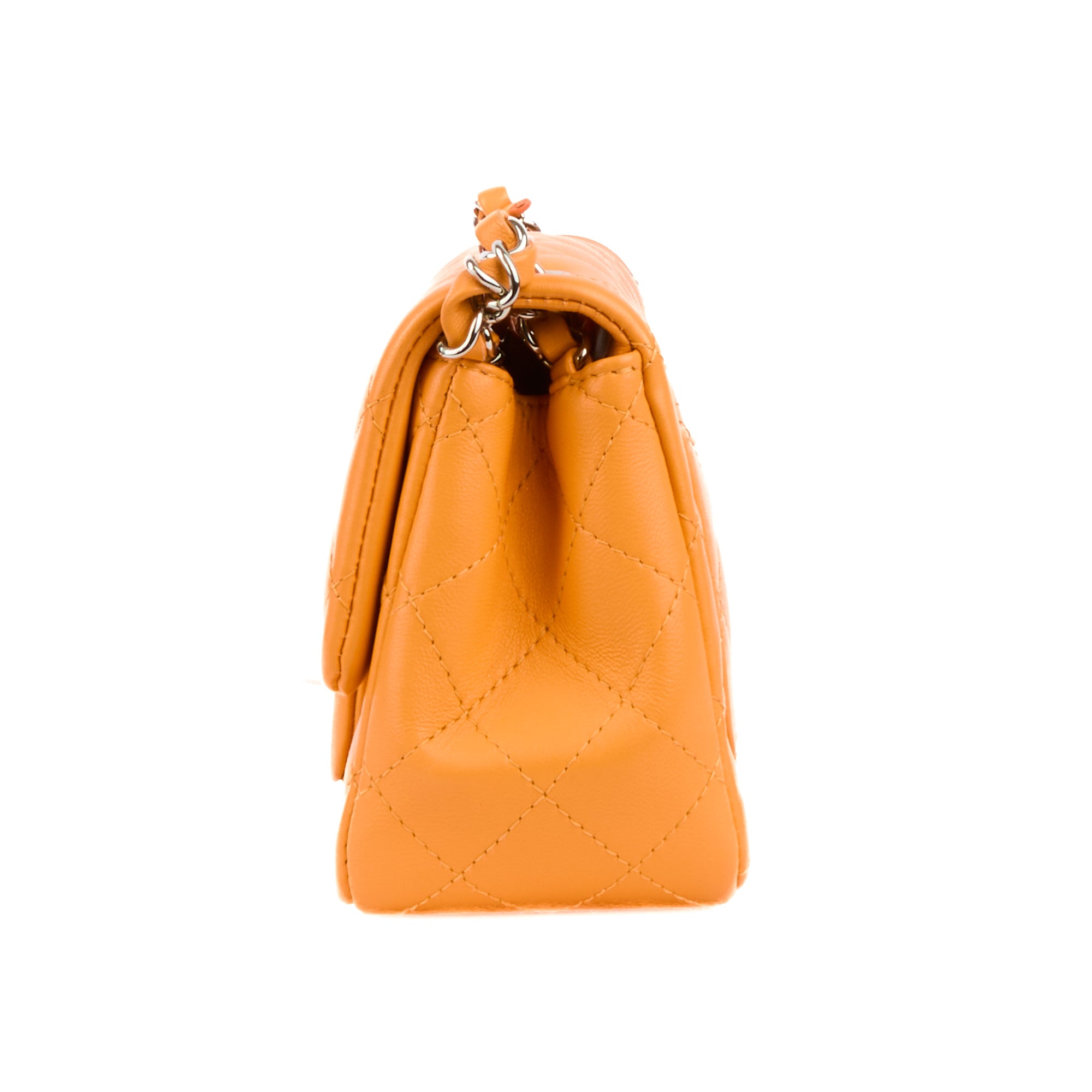 CHANEL - Sac bandoulière Mini Square Classique cuir abricot - Handbag