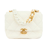 CHANEL - Sac Mini square cuir matelassé blanc
