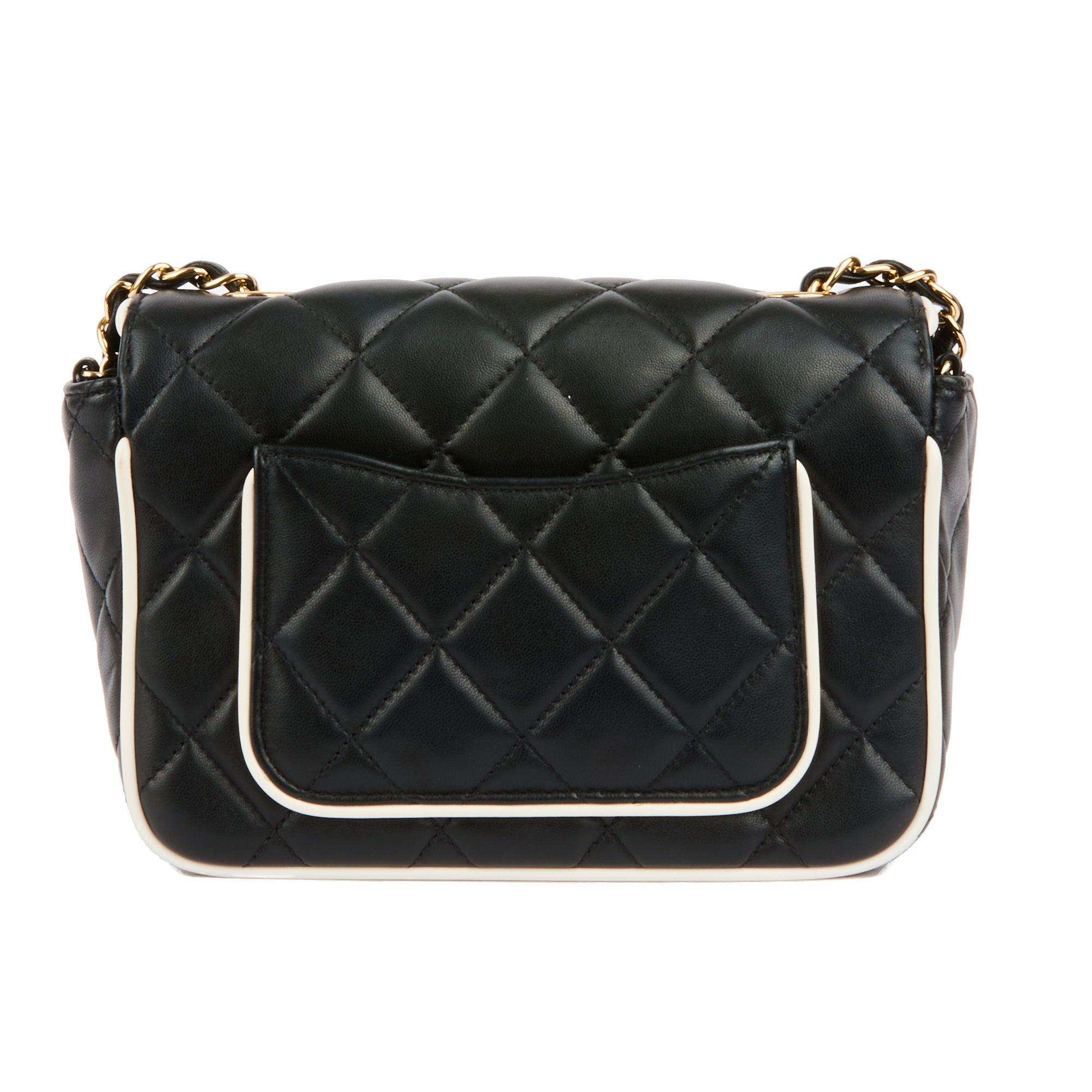 CHANEL - Sac bandoulière Mini CC Classique Flap cuir matelassé noir et blanc CC - Handbag
