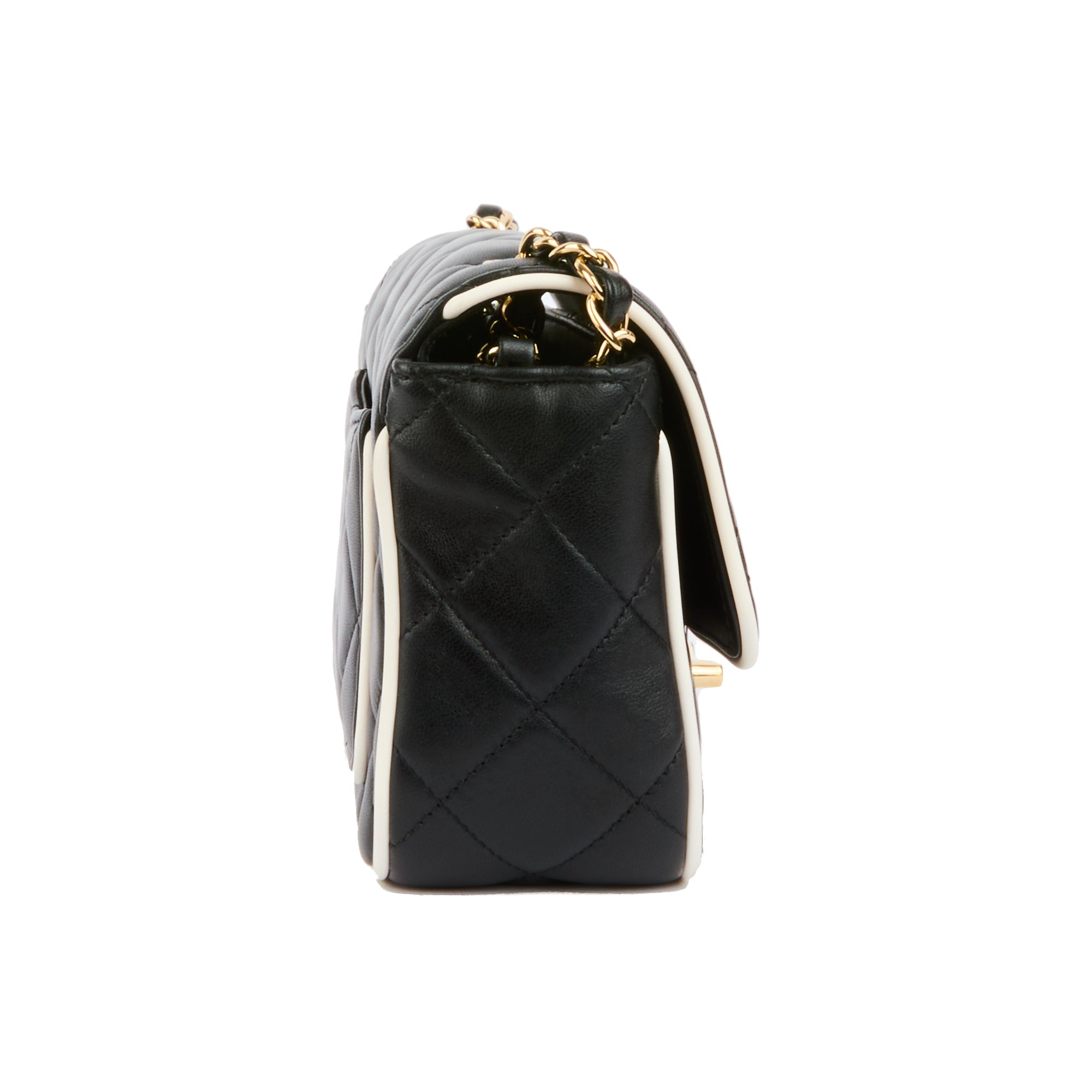 CHANEL - Sac bandoulière Mini CC Classique Flap cuir matelassé noir et blanc CC - Handbag