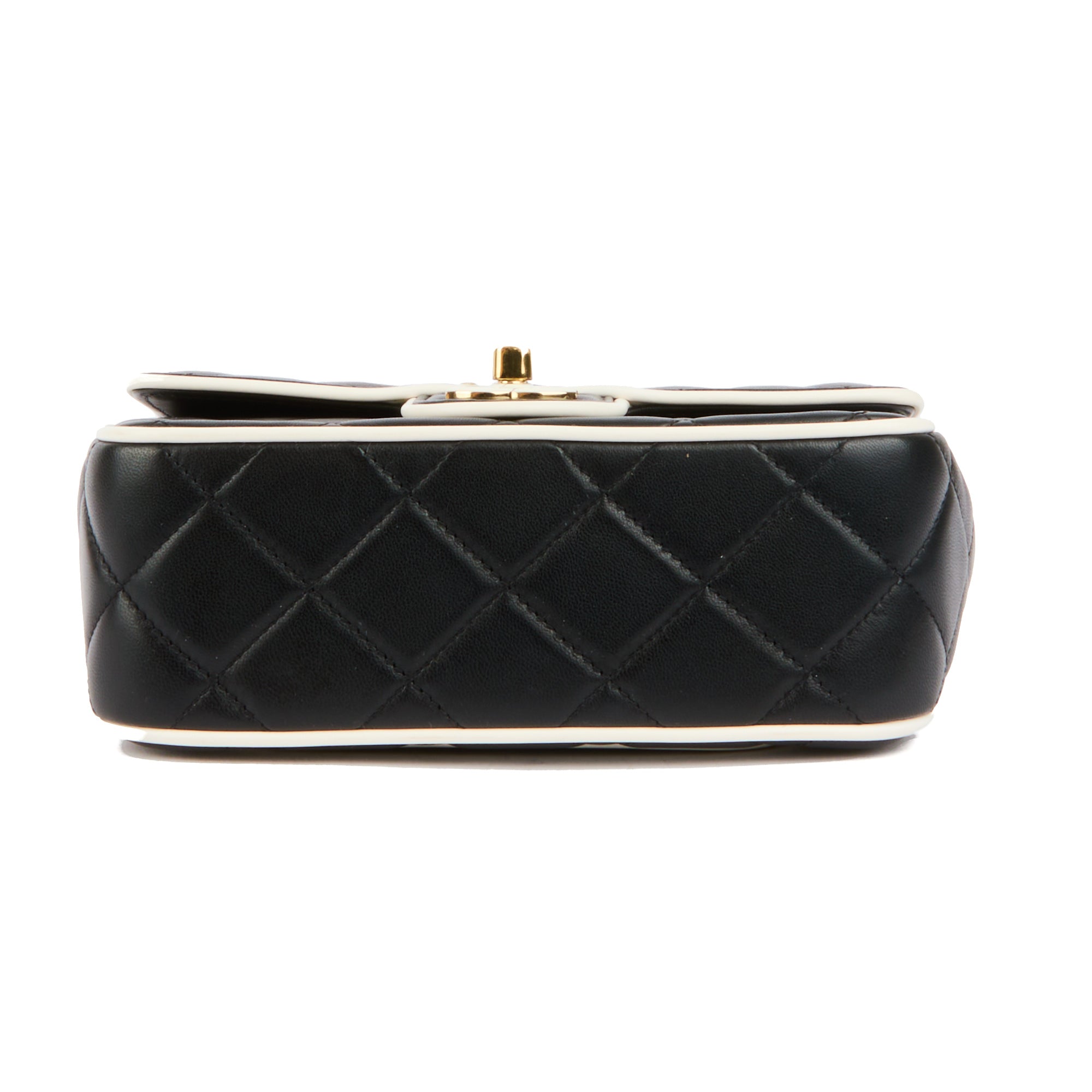 CHANEL - Sac bandoulière Mini CC Classique Flap cuir matelassé noir et blanc CC - Handbag