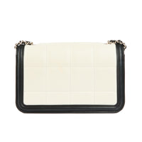 CHANEL - Sac bandoulière Mini Flap cuir blanc et noir - Handbag