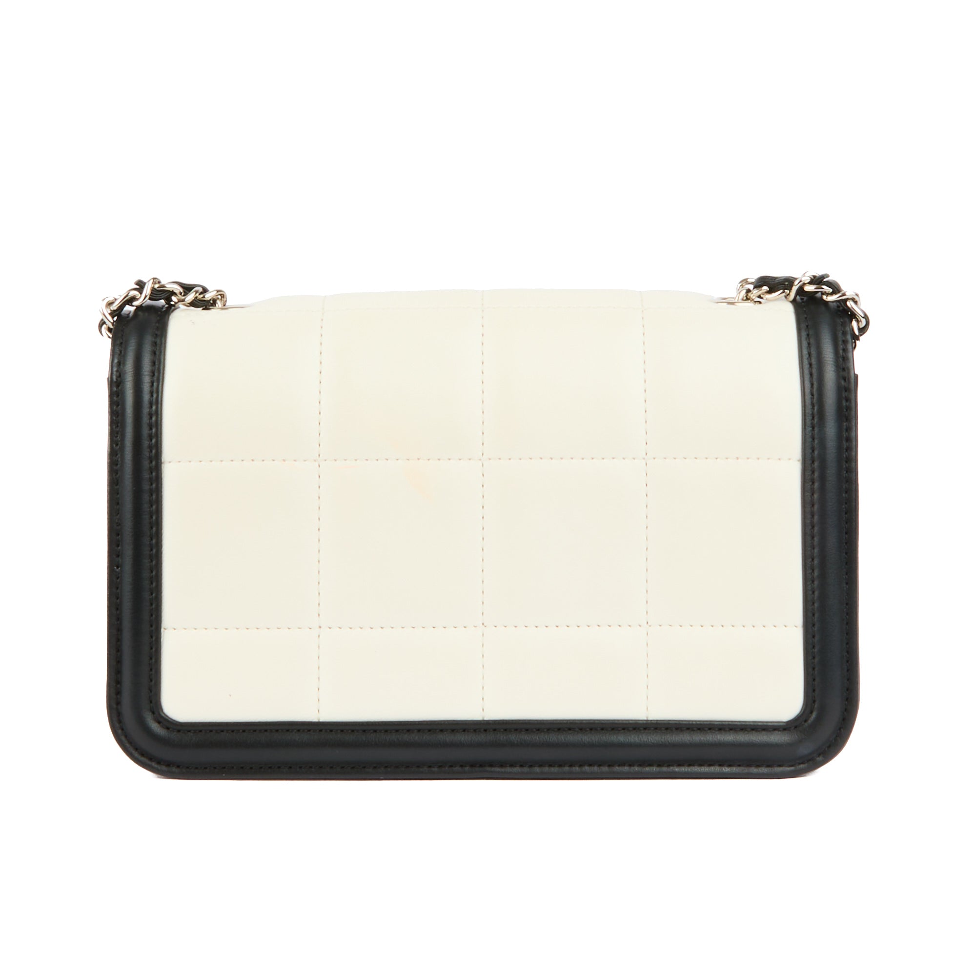 CHANEL - Sac bandoulière Mini Flap cuir blanc et noir - Handbag