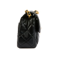CHANEL - Sac bandoulière Classique cuir matelassé noir boucle CC - Handbag