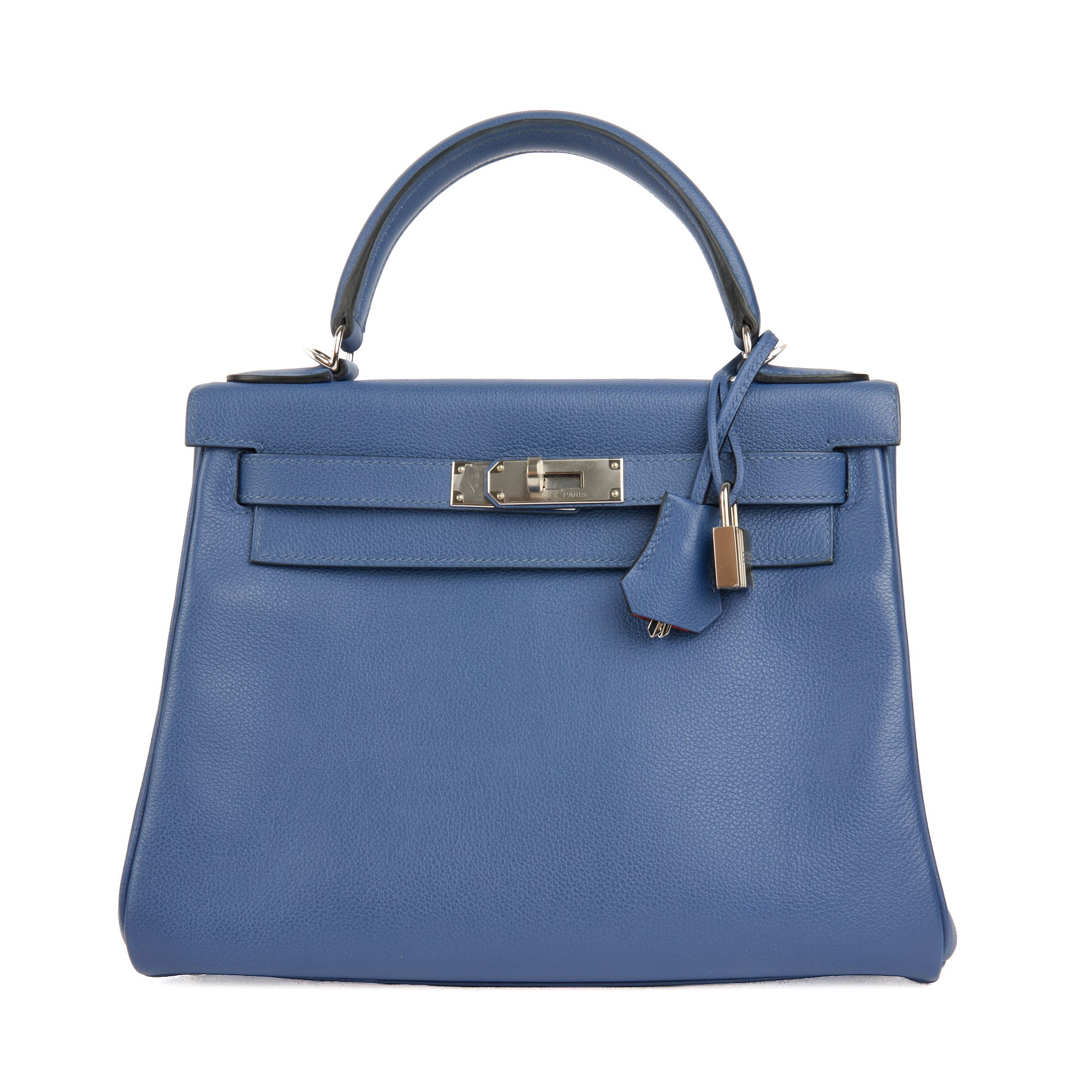 HERMES - Sac Kelly 28 Bleu cuir togo  - Handbag