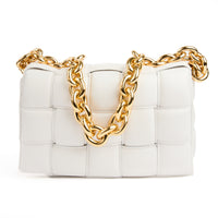 BOTTEGA VENETA - Sac bandoulière Cassette Padded cuir Intreccio blanc - Handbag