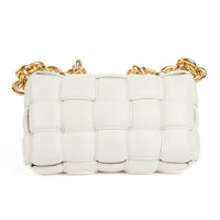 BOTTEGA VENETA - Sac bandoulière Cassette Padded cuir Intreccio blanc - Handbag