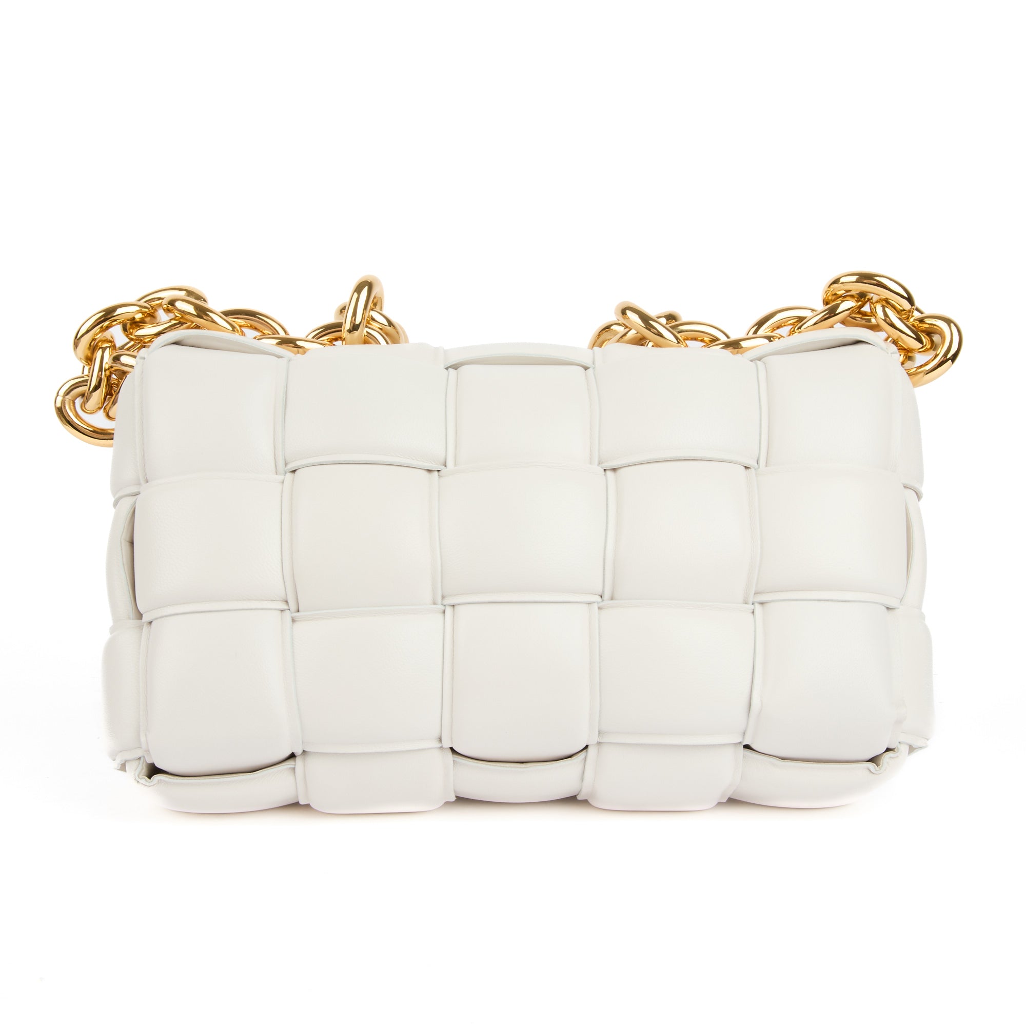 BOTTEGA VENETA - Sac bandoulière Cassette Padded cuir Intreccio blanc - Handbag