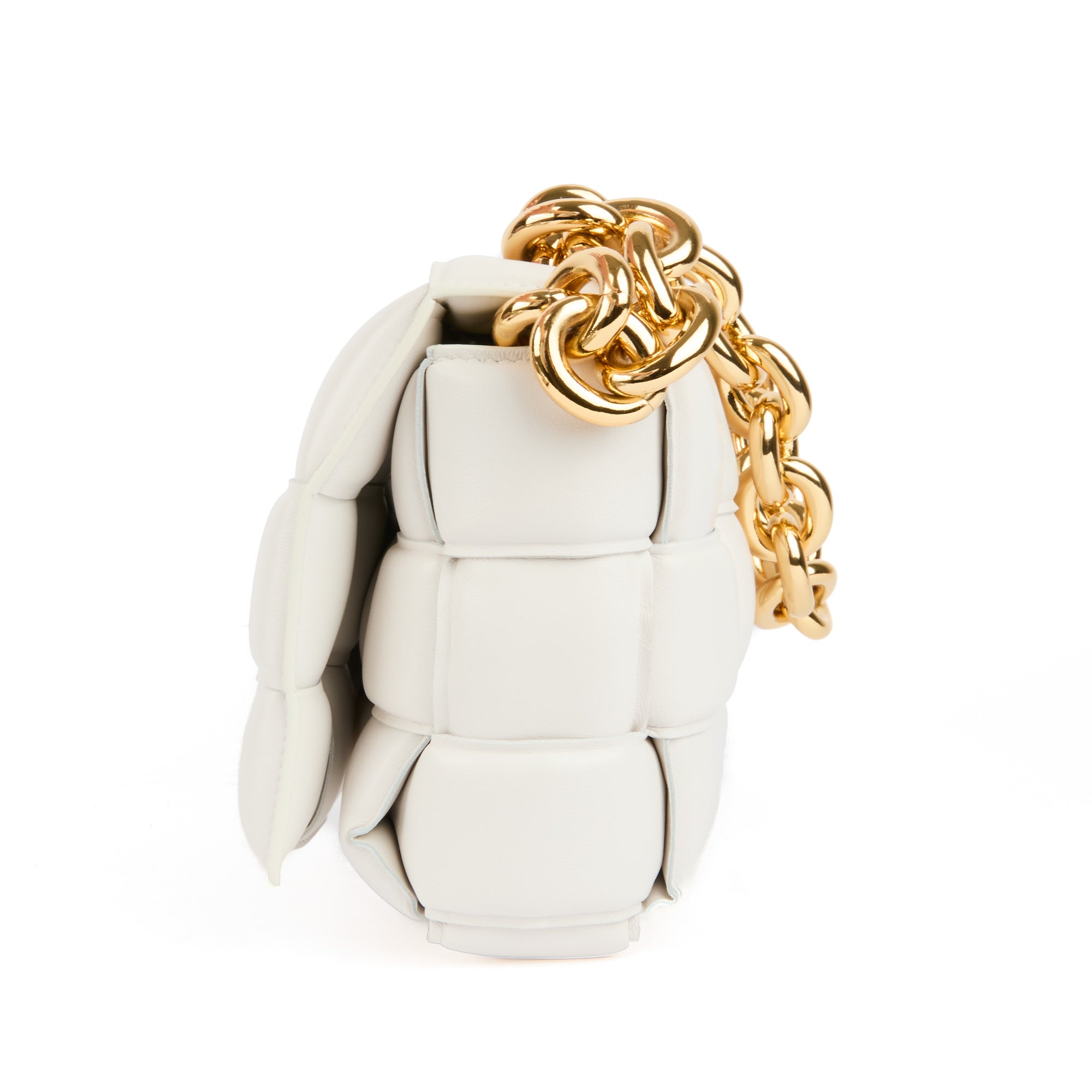 BOTTEGA VENETA - Sac bandoulière Cassette Padded cuir Intreccio blanc - Handbag