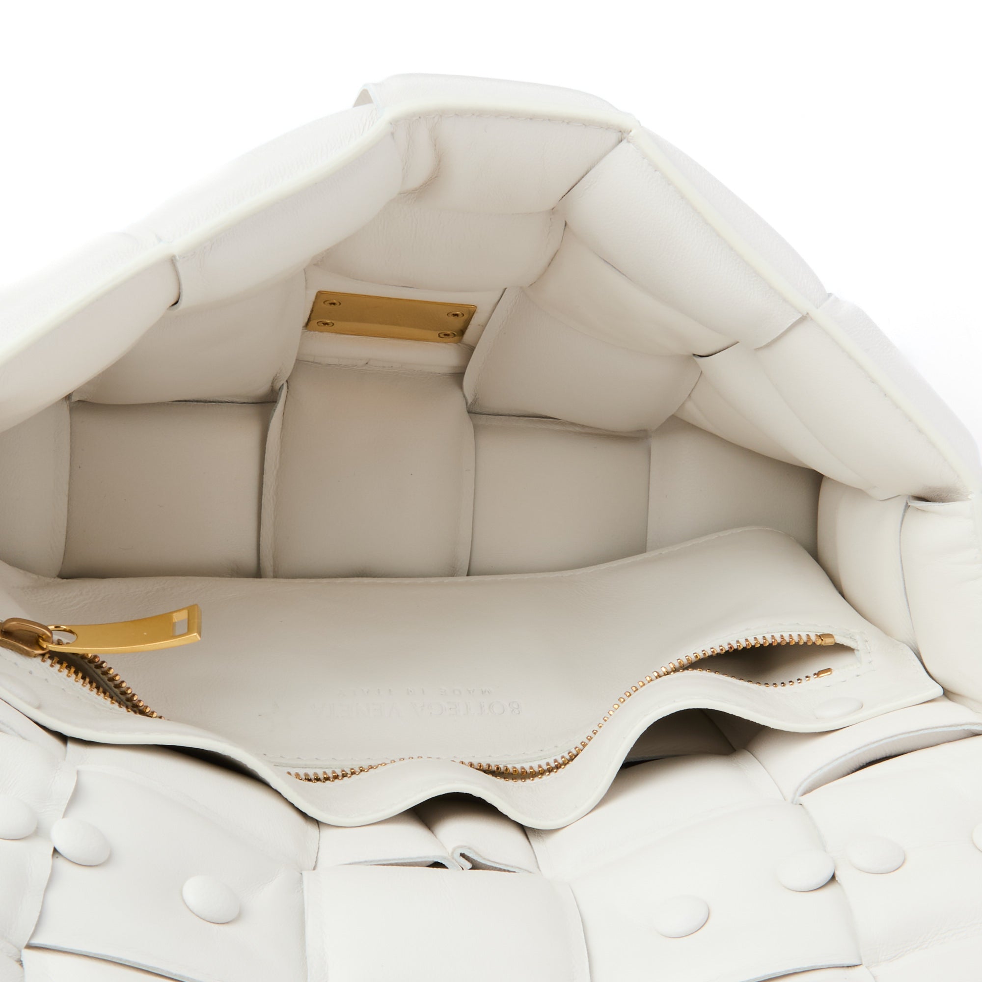 BOTTEGA VENETA - Sac bandoulière Cassette Padded cuir Intreccio blanc - Handbag