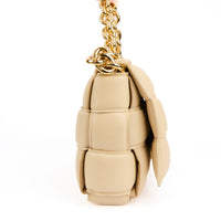 BOTTEGA VENETA - Cassette Padded intreccio leather shoulder bag in beige - Handbag