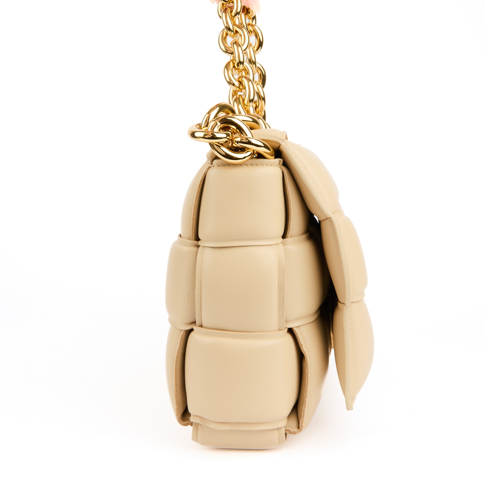 BOTTEGA VENETA - Cassette Padded intreccio leather shoulder bag in beige - Handbag