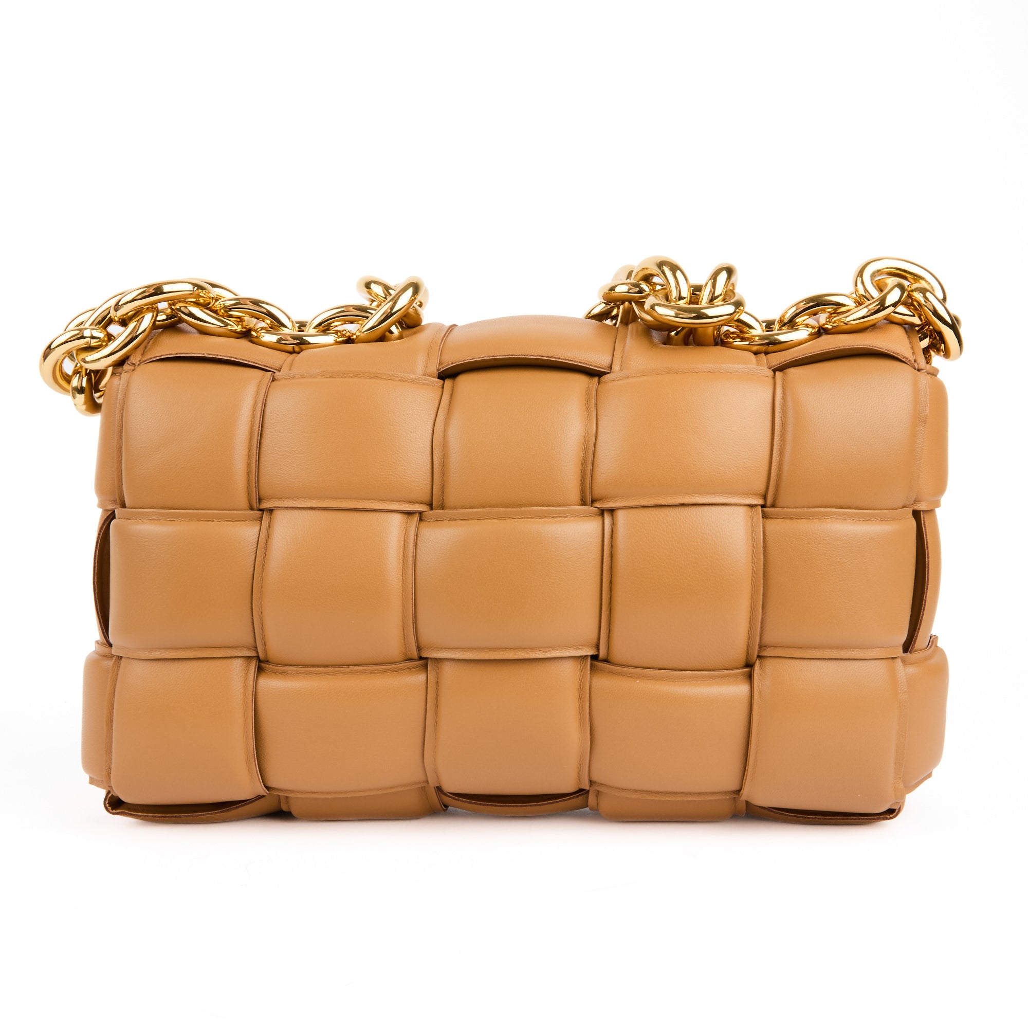BOTTEGA VENETA - Sac bandoulière Cassette Padded cuir Intreccio camel - Handbag