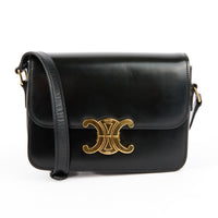 CELINE - Sac bandoulière Triomphe Teen cuir noir - Handbag