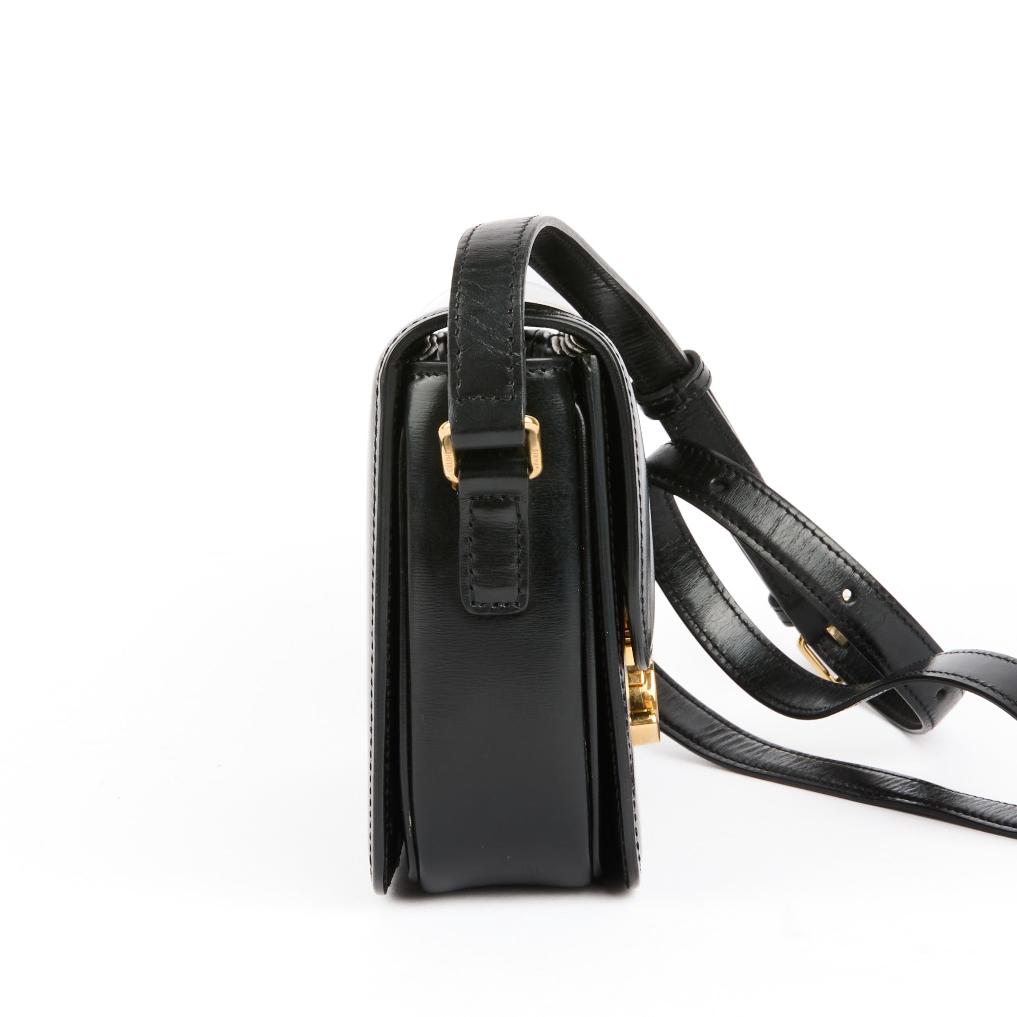 CELINE - Sac bandoulière Triomphe Teen cuir noir - Handbag