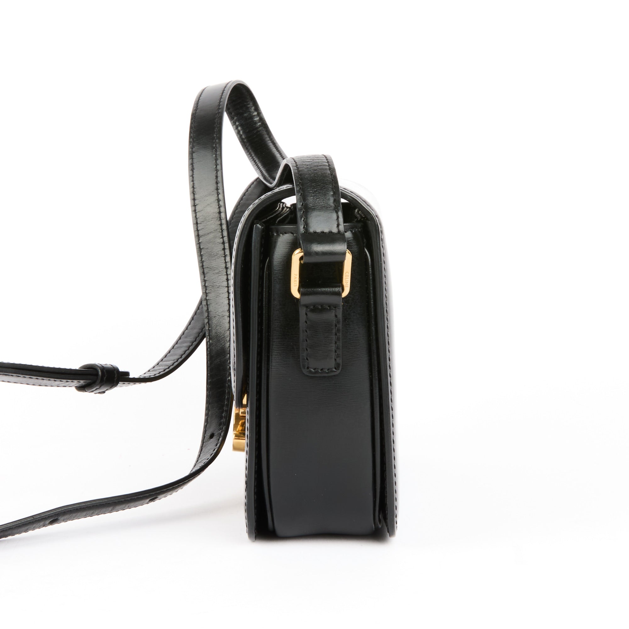 CELINE - Sac bandoulière Triomphe Teen cuir noir - Handbag