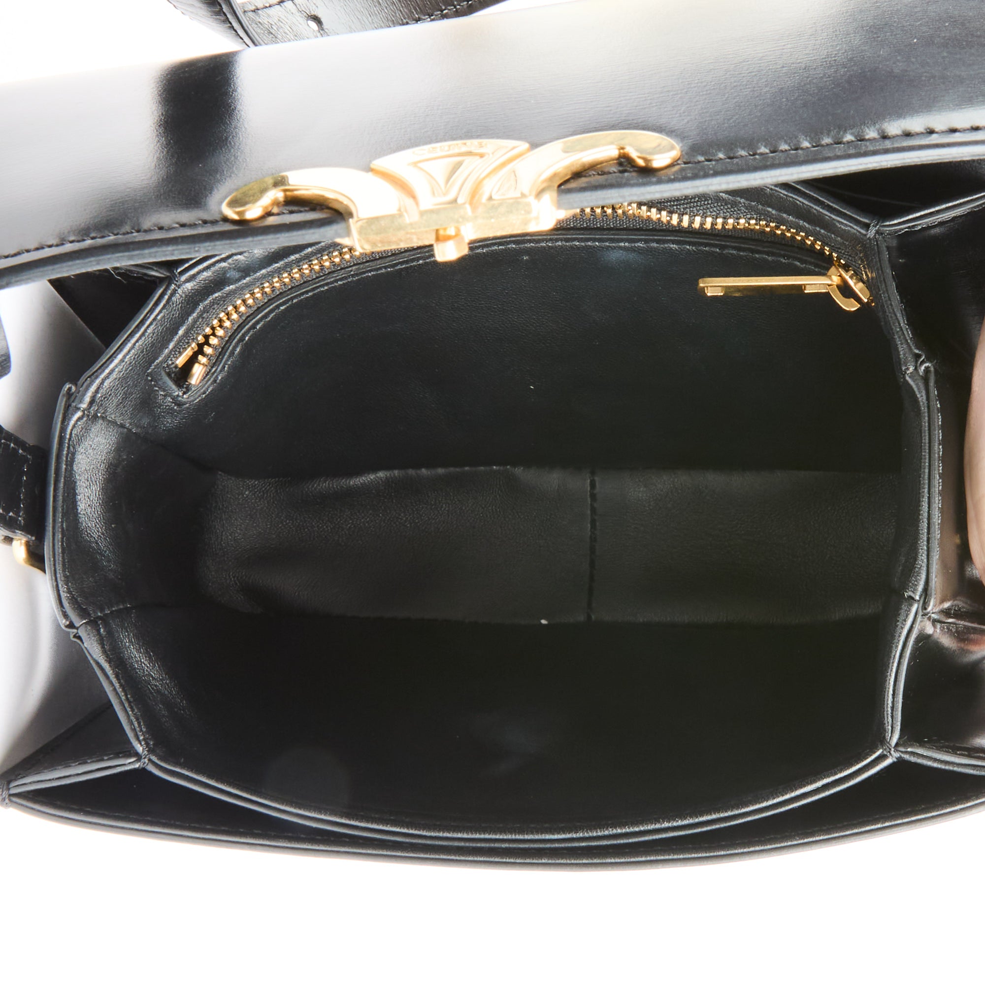 CELINE - Sac bandoulière Triomphe Teen cuir noir - Handbag