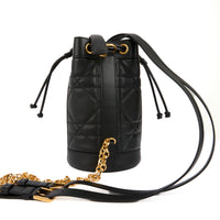 DIOR - Black Macrocannage Leather Drawstring Backpack